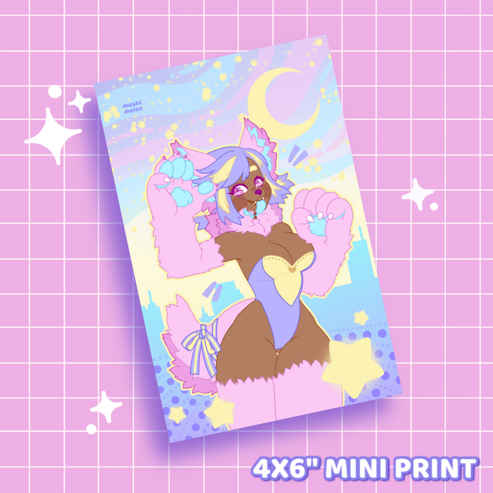 Vaporwolf Mini Print - Moshi Melon