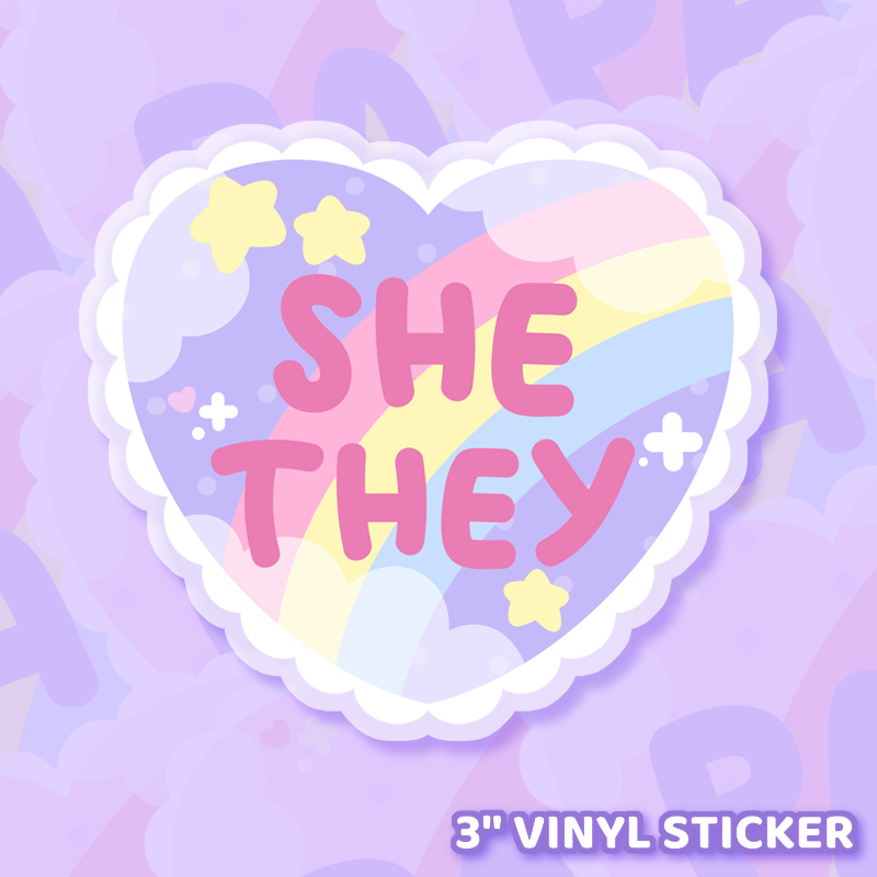 She/They Pronoun Sticker