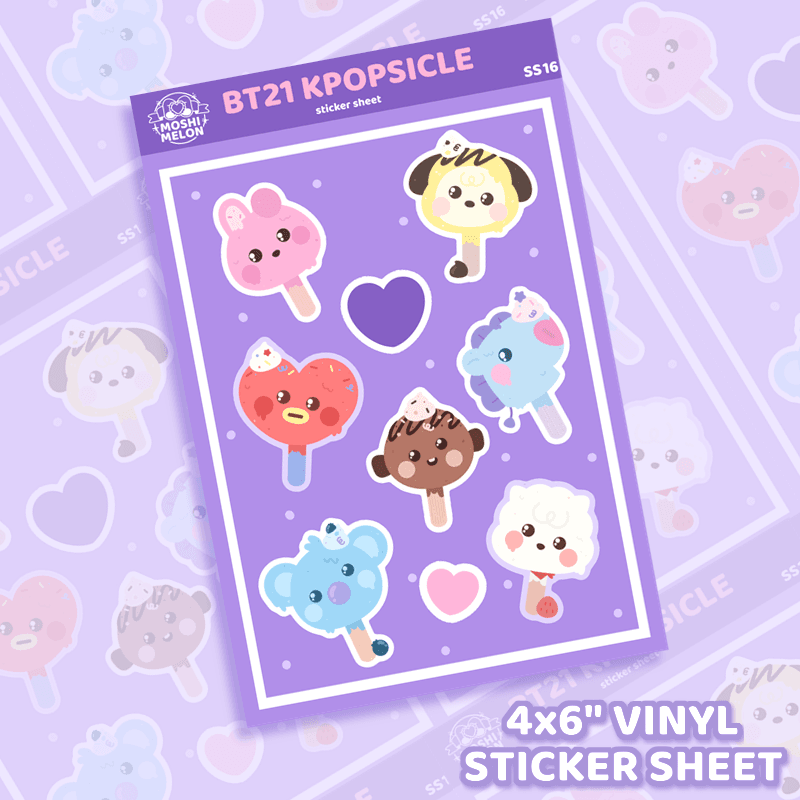 BT21 KPOPsicles Sticker Sheet - Moshi Melon