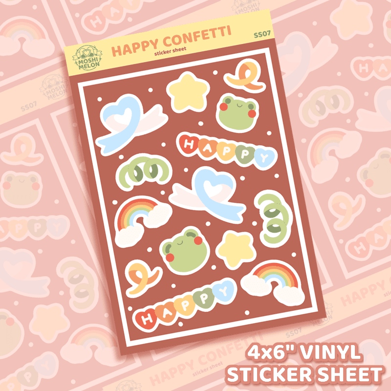 Happy Confetti Sticker Sheet - Moshi Melon