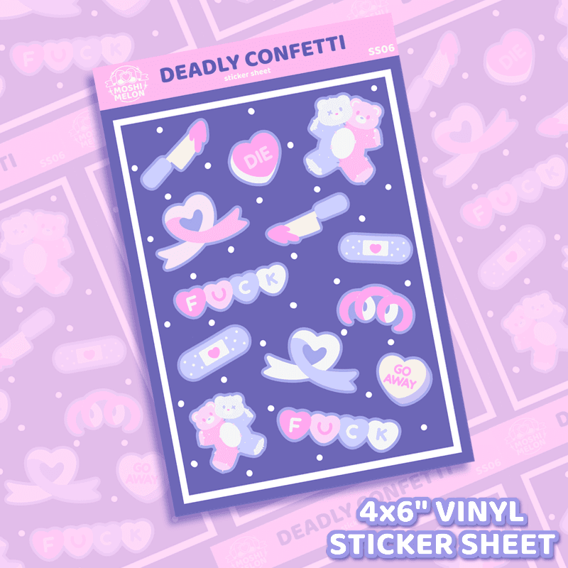 Deadly Confetti Sticker Sheet - Moshi Melon