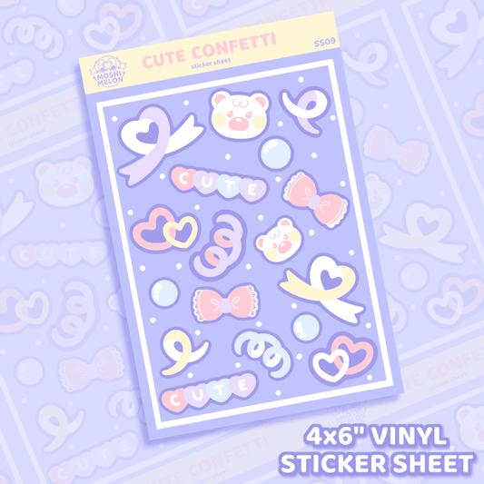 Cute Confetti Sticker Sheet - Moshi Melon