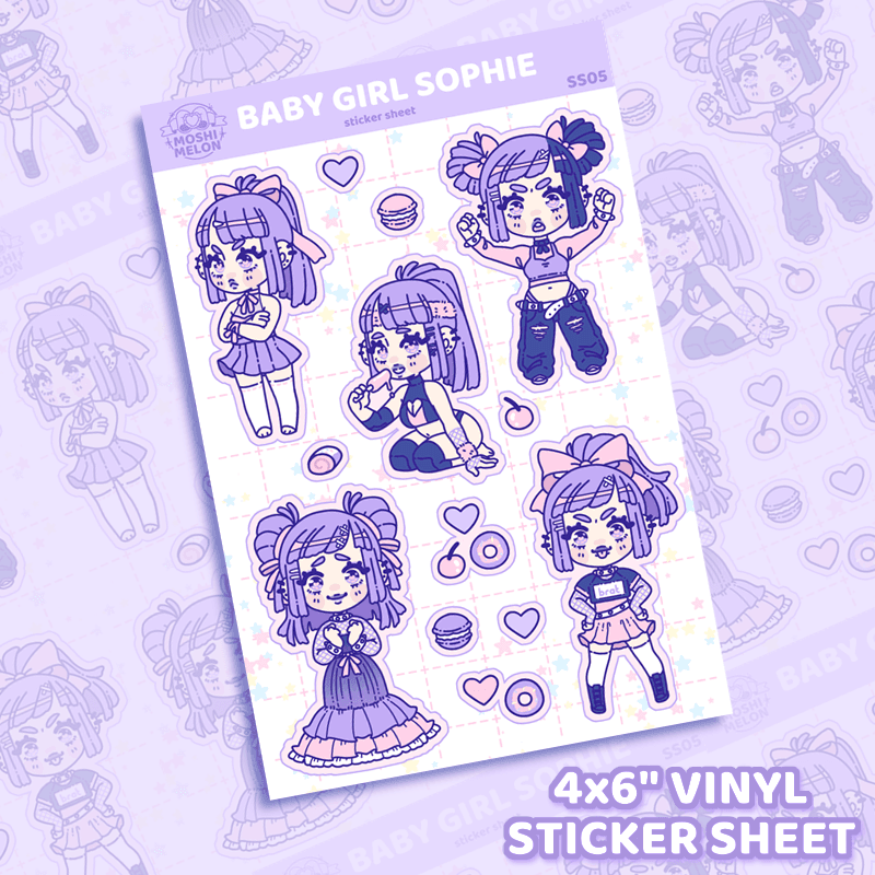 Baby Girl Sophie Sticker Sheet - Moshi Melon