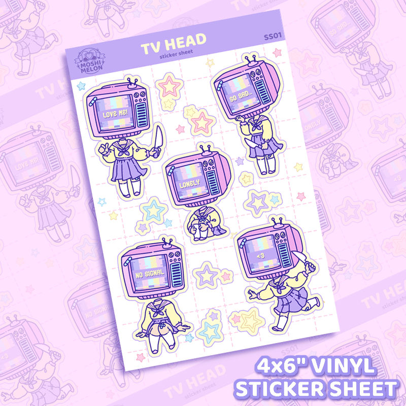 TV Head Sticker Sheet - Moshi Melon