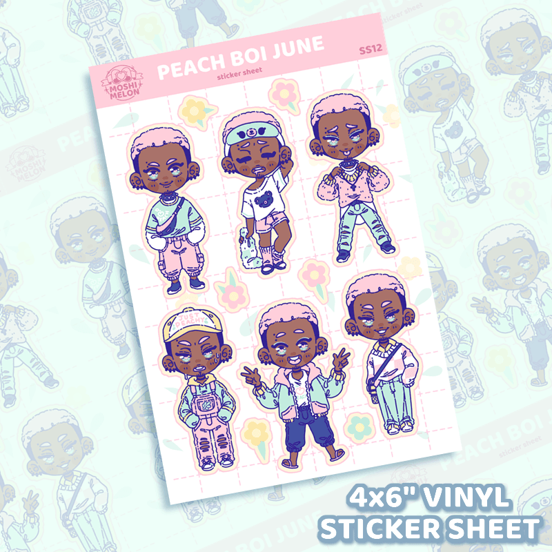 Peach Boi June Sticker Sheet - Moshi Melon