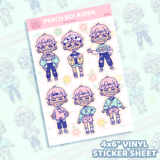 Peach Boi Aiden Sticker Sheet - Moshi Melon