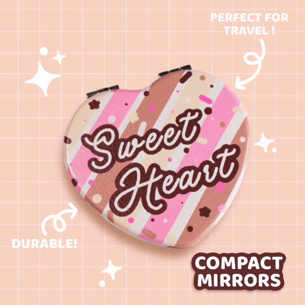 Neapolitan Sweet Heart Compact Mirror - Moshi Melon