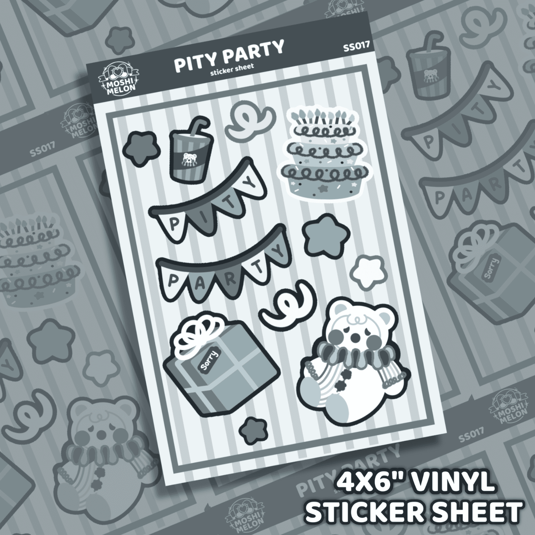 Pity Party Sticker Sheet - Moshi Melon
