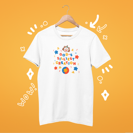 [MTO] Silliest Creation Shirt with colorful, playful design on white background.