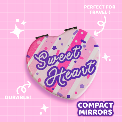 Pink Sweet Heart Compact Mirror
