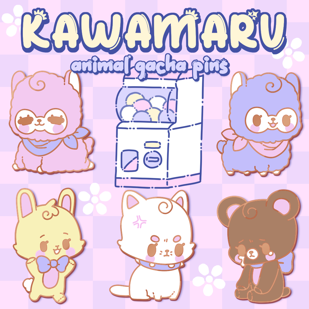 Kawamaru Animals Gatcha Pins